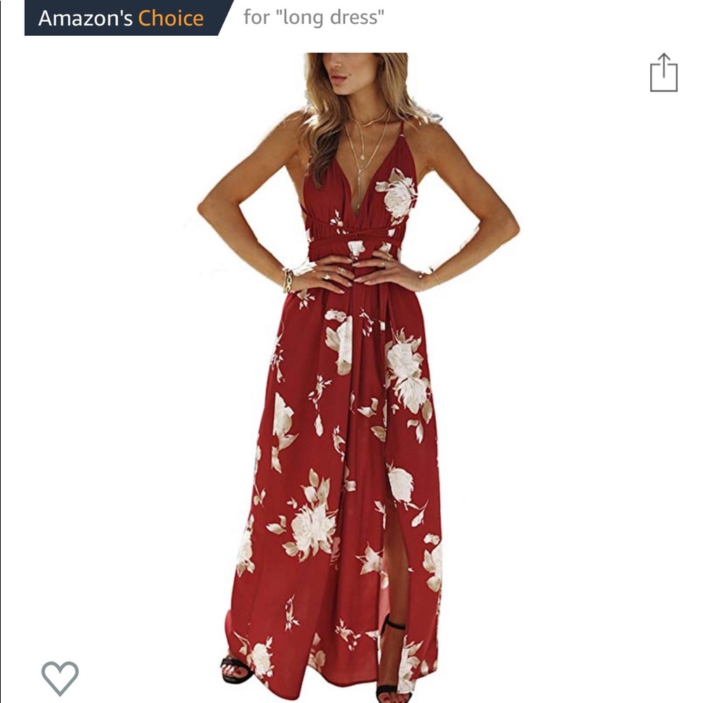 Floral maxi dress with open back and slit